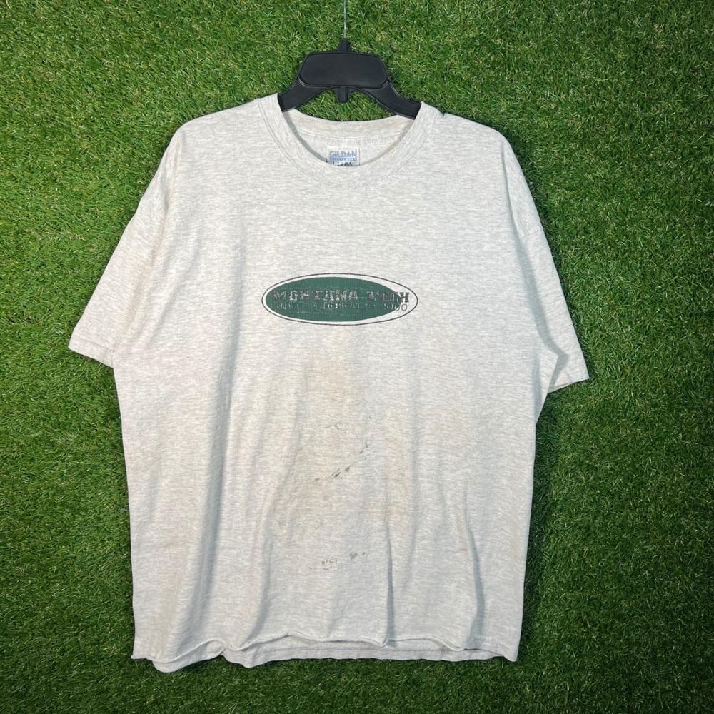 Vintage Gildan Montana Tech 2000 Challenge Graphic T-Shirt Ash Gray XL 3854